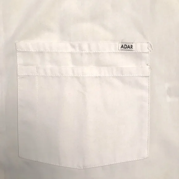 Adar Medical Scrubs Top NEW Plus Size 2XL White Short Sleeve Snap Button V Neck - Picture 5 of 7